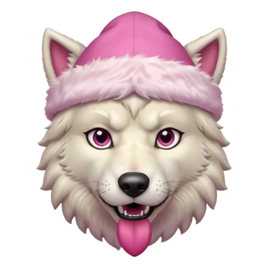 a dire wold with pink night cap sticker