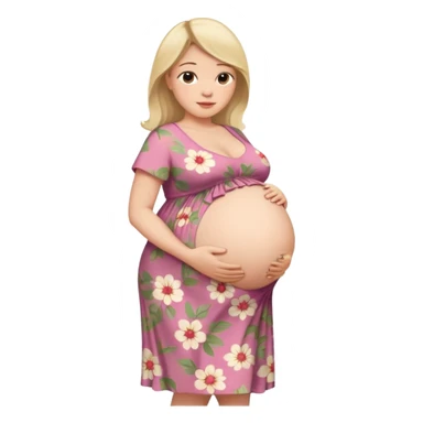very heavily pregnant overdue woman with very  very big and large belly  sticker