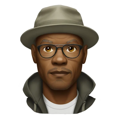 bald samuel l jackson serious wearing bucket hat sticker