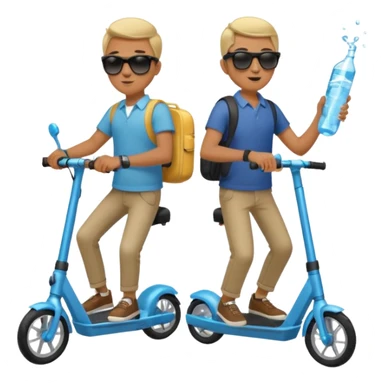 2 men on electric scooters with water pistols sticker