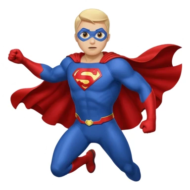 flying superhero in a blue suit with a developing cape sticker
