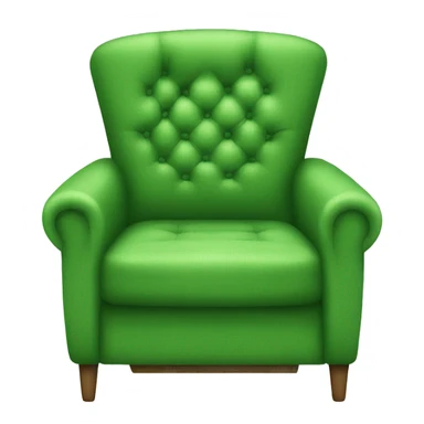 A green armchair without armrest with various green patches sticker