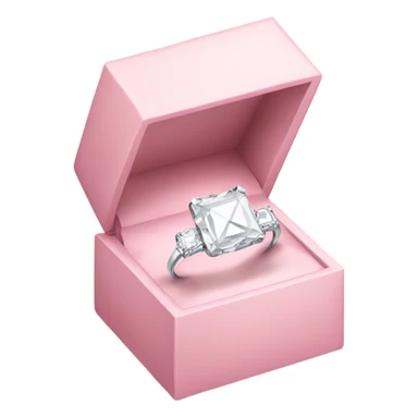 all white diamond ring in light pink box sticker
