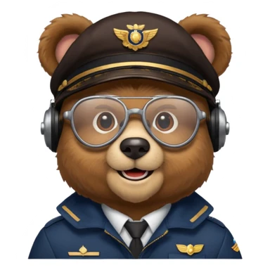 pilot bear with glasses sticker