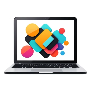 framed digital laptop artwork with abstract vector shapes inside sticker