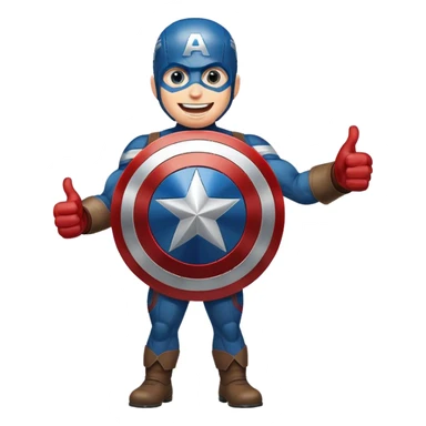 Captain America's shield with a big smile, giving a big thumbs-up sticker