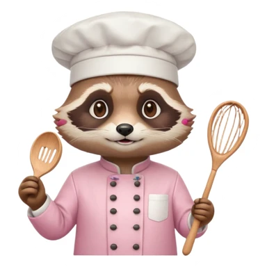 chef pink raccoon sticker
