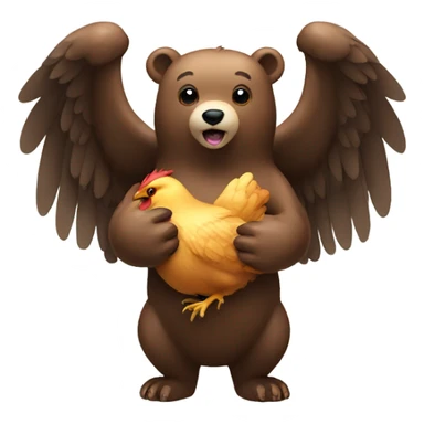 Bear with wings holding a chicken in its hands sticker