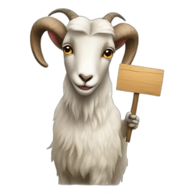 Goat with a sign sticker