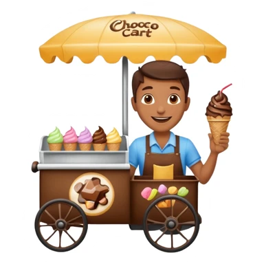Vendor + choco cart,Ice Cream Vendor. sticker