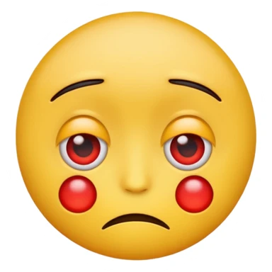 An emoji with red round eyes  with lyi tired face! sticker