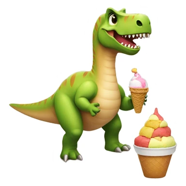 dinosaur with ice cream on the beach  sticker