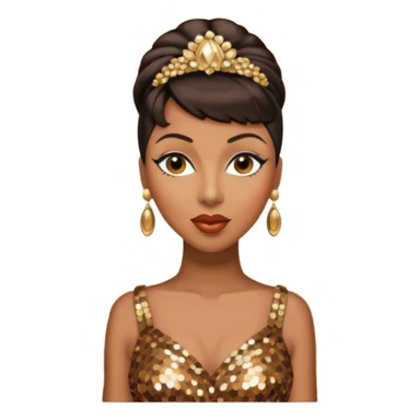 Josephine Baker with dark brown hair, bronze sequin outfit sticker
