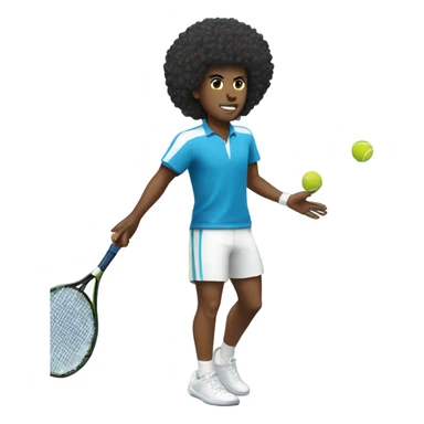A tennis player with an afro sticker