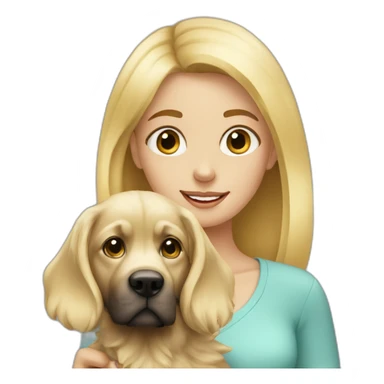 blond girl with a dog sticker
