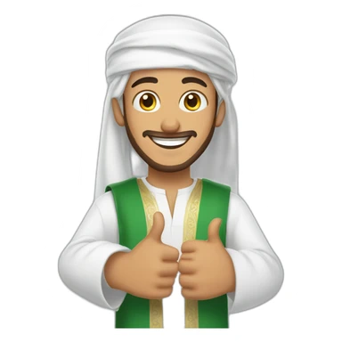 happy, young Arab man wearing omani dishdasha thumbs up  sticker