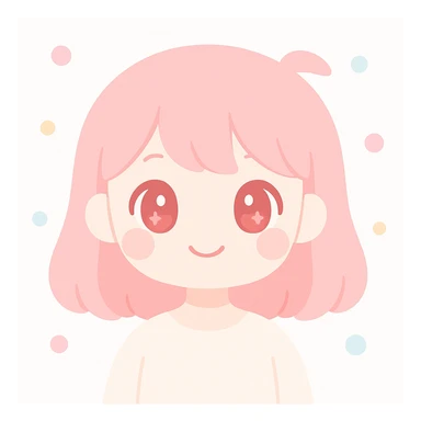 pink haired girl with red eyes, modern cute illustration style, vibrant and charming sticker