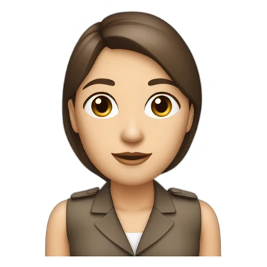 Femme coupe carré brune blanche de peau yeux noisette visage mi rond mi triangulaire air attendrissant corp mince sticker