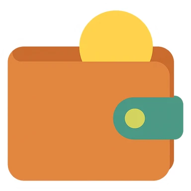 wallet color icon with a coin peeking out sticker