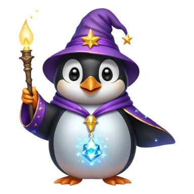 penguin wizard casting a spell sparkles sticker