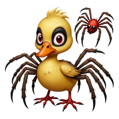 Zombie duckling with spider legs horror bloody eyes sticker