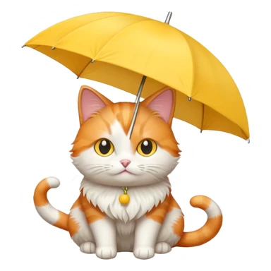 The cat is holding a yellow umbrella. sticker