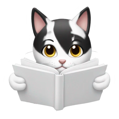 A cute black and white cat reading a blog sticker