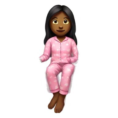 Girl in bed playing roblox on her iPad and wearing a pink Pyjama  sticker