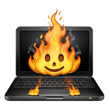 burning laptop sticker