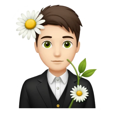 Stylish guy with single daisy in pocket sticker