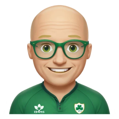 irish rugby player with no hair and green glasses sticker