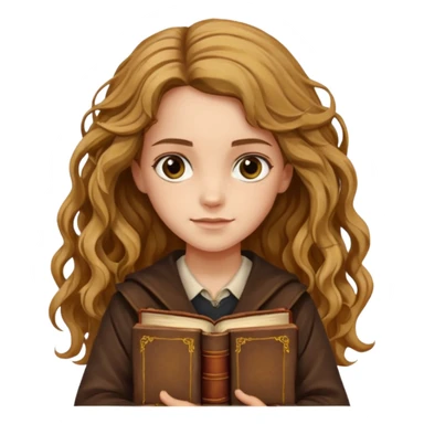 Hermione Granger with long wavy holding A stack of old books sticker