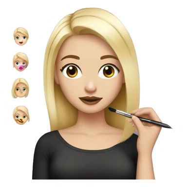 White Girl with blonde hair putting makeup on sticker