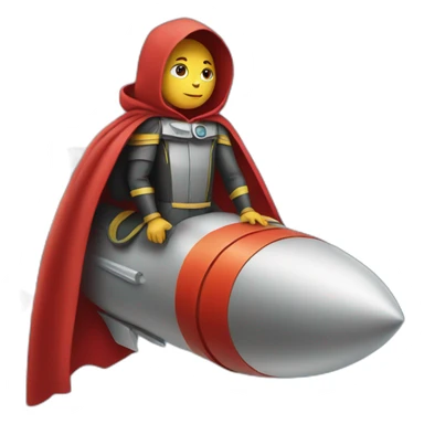person dressed with a cape sitting on a rocket sticker