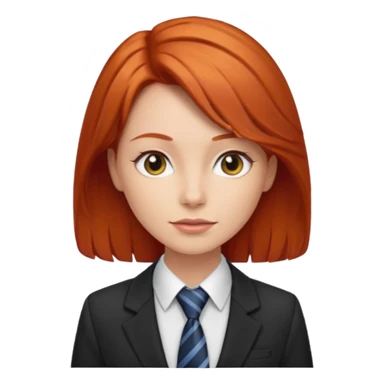 red haired woman with tie and blazer sticker
