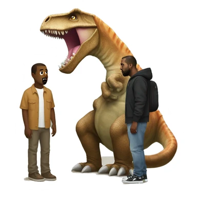 Cat Kanye West meeting a dinosaur sticker