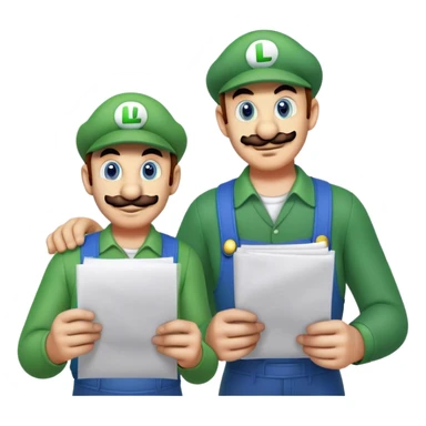 Mario and Luigi holding papers sticker