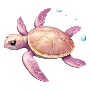 adorable light pink baby sea turtle swimming in water sticker