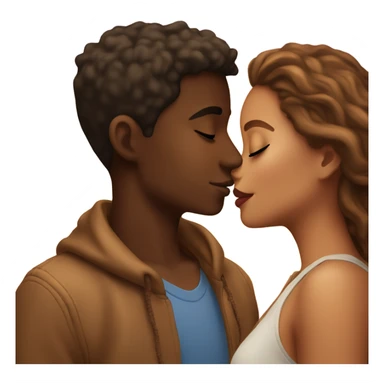 a light skin girl and and a brown skin boy kissing in the sunset sticker
