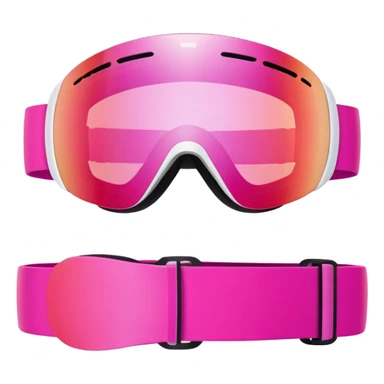 sporty pink ski goggles, frameless design with pink mirrored lenses, snow eyewear sticker