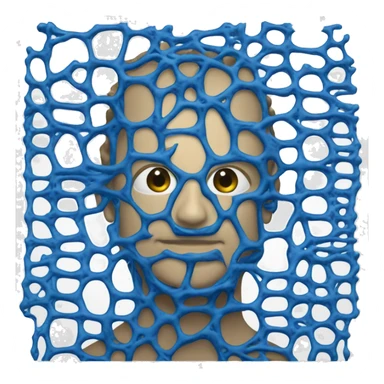 An AI neural network, color blue, many layers, deep sticker