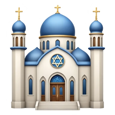 reform jewish synagogue similar in architecture to historical churches (pretty and magnificent), white in color, in ios emoji style sticker