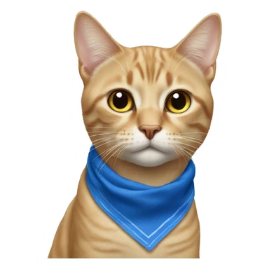 Cat wearing blue bandanna on face sticker