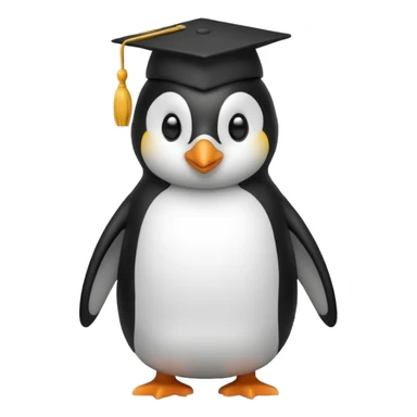 penguen with school cap sticker