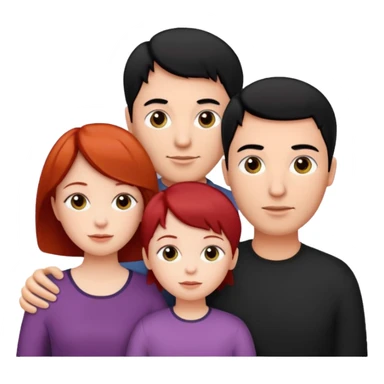 a family of three, all three white: the mother with short red hair, the father with black hair, and the daughter with black hair. sticker