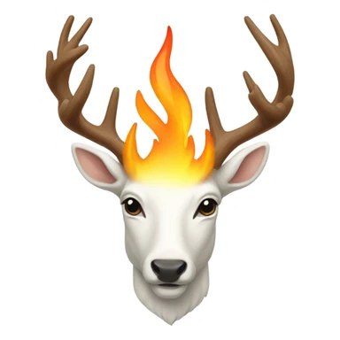 White stag with a flame above head sticker