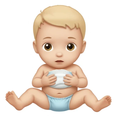 Newborn baby with a dirty diaper sticker