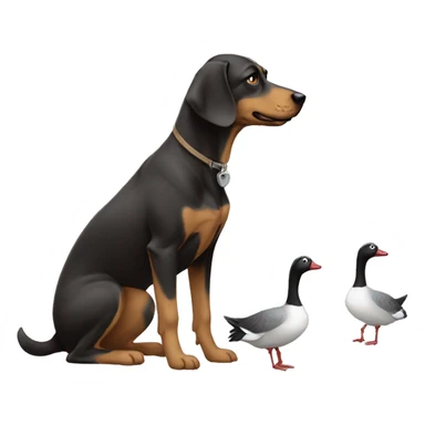 Dog fetching geese sticker