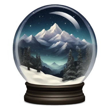 vintage black rococo night sky mountains snow globe sticker