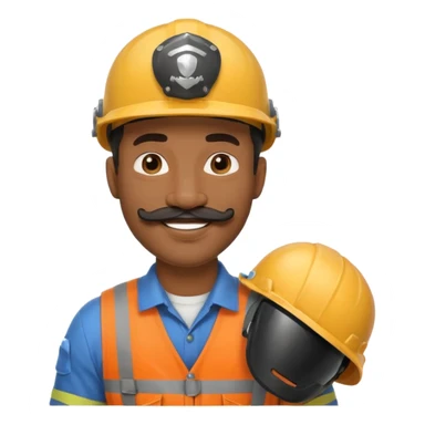 Mustached astronaut  black man holding helmet sticker